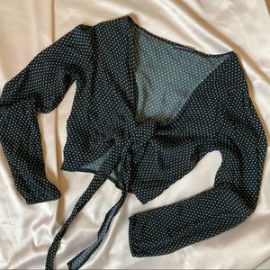 Brandy Melville Polka Dot Long Sleeve Wrap Top